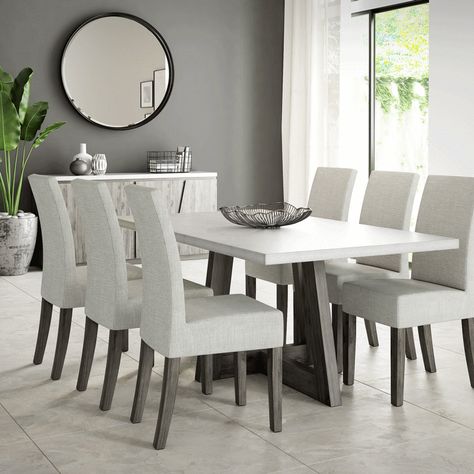 Dinning Tables, Grey Dining Tables, Set Meja Makan, Grey Dining Room, Concrete Dining Table, Dinning Room Design, Large Dining Table, Pin Pics, Grey Dining