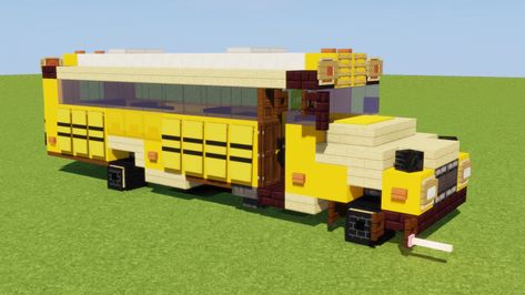 School Bus Minecraft Map Minecraft School Building, Minecraft School Ideas, Minecraft Cars, Minecraft Vehicles, Minecraft Car, Minecraft Modern City, Minecraft School, Minecraft City Buildings, Minecraft Interior Design