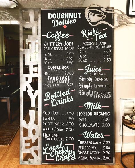 Chalk Coffee Menu Board, Chalk Art Menu Board, Cafe Menu Board Design Chalk Art, Chalk Boarder Designs Restaurant, Coffee Shop Menu Board, Juice Bar Interior, Cafe Menu Boards, Chalk Menu, Blackboard Menu