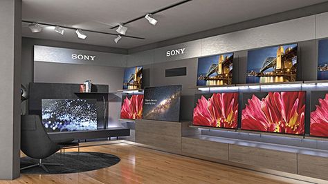 Electronic Showroom Interior Design, Display Wall Design, Electronics Store Design, Small Shop Design, Shop In Shop, Electronic Store, Tv Store, Tv Display, Tv Shopping