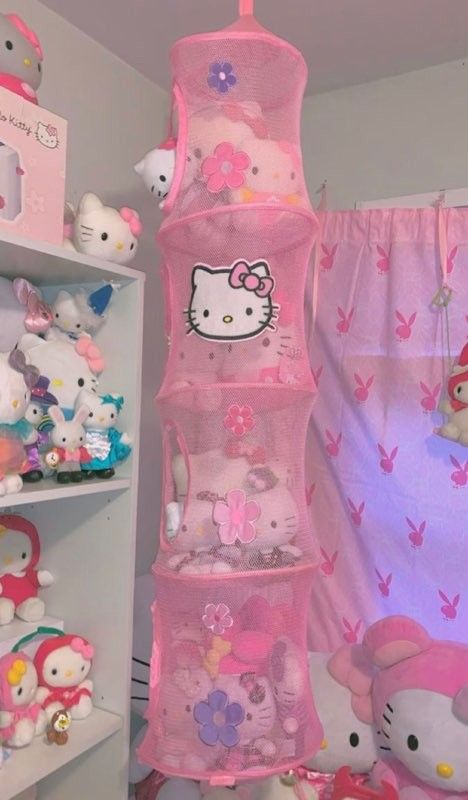 Hello Kitty House Decor, Hello Kitty Room Decor Bedroom Ideas, Teagan Core, Cutesy Aesthetic, Sanrio Room, Sanrio Things, Kitty Room, Hello Kitty Room Decor, Hello Kitty Decorations