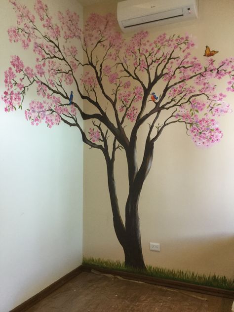 Big Wall Painting Ideas, Nature Mural Wall, Tree Painting On Wall, Bedroom Mural Ideas Paint, Tree Murals, Tree Wall Painting, Mural Bedroom, Koti Diy, Wall Painting For Living Room