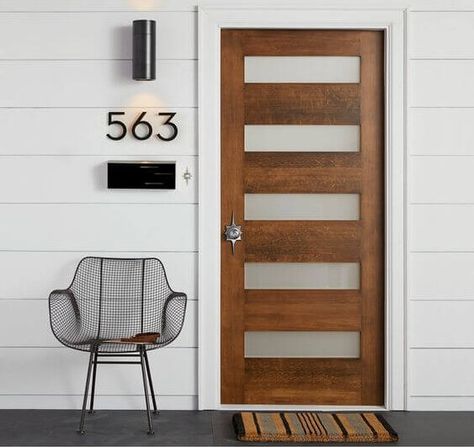 The Best Mid Mod Products for a New Build - Home Midcentury Modern Front Door, Pintu Interior, Exterior Door Hardware, Modern Exterior Doors, Black Interior Doors, Home Door Design, Modern Front Door, Modern House Number, Modern Farmhouse Exterior