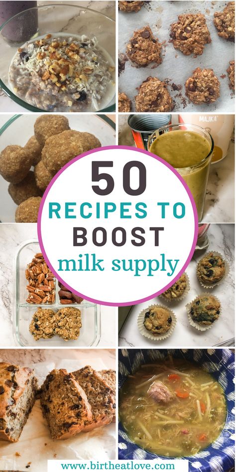 Looking for lactation recipes to boost milk supply? These breastfeeding recipes are the BEST! Ideas for breastfeeding meals for breakfast, lunch, dinner, snacks and even drinks and dessert! You've got to try these milk boosting recipes to help your breast milk supply! #breastfeeding #lactationrecipes Natural Ways To Increase Milk Supply, Meals For Pumping Moms, Snacks To Boost Milk Supply, Breastmilk Producing Foods, Recipes With Brewers Yeast Milk Supply, Best Foods For Breastfeeding Milk Supply, Recipes To Increase Breastmilk, Homemade Lactation Recipes, Foods For Lactation Milk Supply