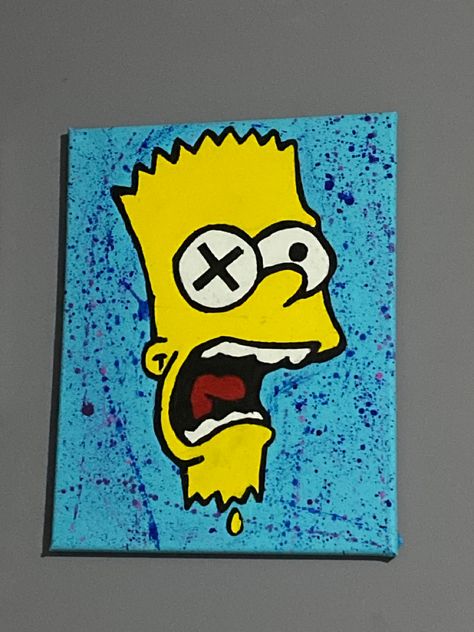 Bart Simpson Canvas Painting, Bart Simpson Aesthetic, Bart Simpson Painting, Cartoon Paintings Easy, Canvas Draw, Minimalist Cartoon, Paint Inspo, Acrylic Ideas, Paintings Ideas