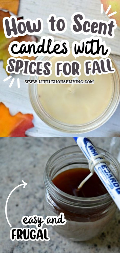 Learn how to make homemade spiced candles that capture the cozy essence of fall. This step-by-step guide will teach you how to blend your favorite spices and scents to create candles that not only smell amazing but also add a touch of warmth to any room. How To Make Fall Candles, Room Scents Homemade, Diy Fall Candles Essential Oils, How To Make Fall Scented Candles, Fall Candle Scents Essential Oils, Fall Candle Scent Recipes, How To Scent Beeswax Candles, Diy Candle Fragrance Recipes, Diy All Natural Candles