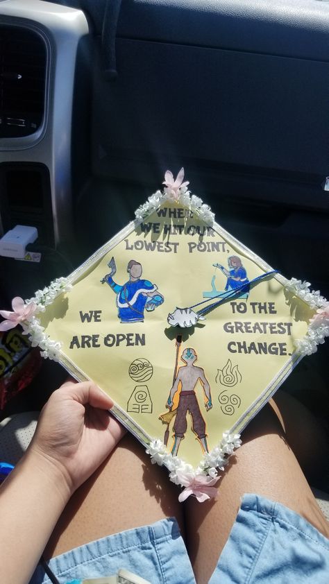 Ted Lasso Graduation Cap, Graduation Cap Ideas Atla, Graduation Cap Atla, Hunger Games Graduation Cap, Avatar The Last Airbender Graduation Cap, Avatar Graduation Cap, One Piece Graduation Cap, Tj Tattoo, Highschool Memories