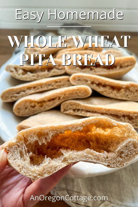 Greek Yogurt Pita Bread, Wfpb Bread, Homemade Pitas, Arabisk Mad, Oregon Cottage, Homemade Pita, Homemade Pita Bread, Frugal Cooking, Pita Bread Recipe