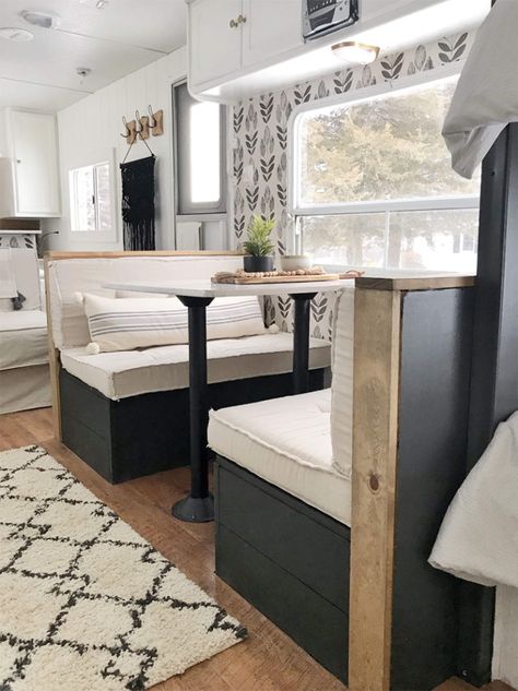 Tour this budget-friendly farmhouse camper that was transformed for $500 by Proverbs31Girl! Featured on MountainModernLife.com #camperremodel #campertour #designvibes #campermakeover #diycamper #camperrenovation #farmhousecamper #budgetcamper #tinyhomecamper #wanderlust #rvdecor Farmhouse Camper, Camper Vintage, Glamper Camper, Rv Interior Remodel, Camping Vintage, Camper Trailer Remodel, Vintage Camper Remodel, Kombi Home, Diy Camper Remodel