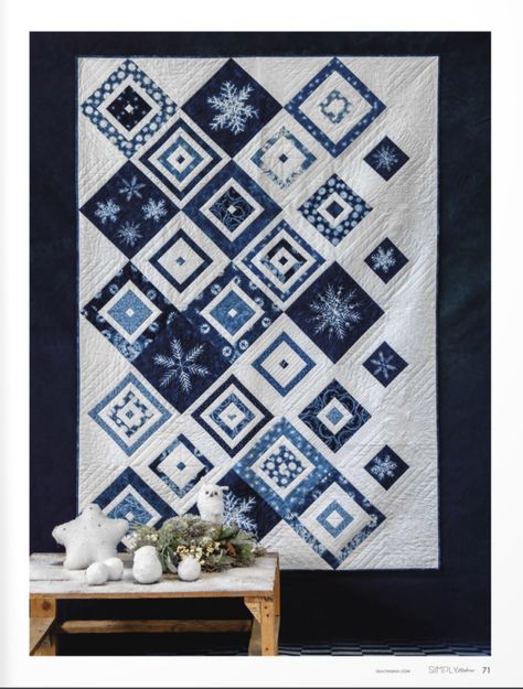 Indigo Quilt, Sew Kind Of Wonderful, Colette Patterns, Christmas Color Palette, Quilt Magazine, Sewing Workshop, Winter Quilts, Blue Quilts, Art Gallery Fabrics