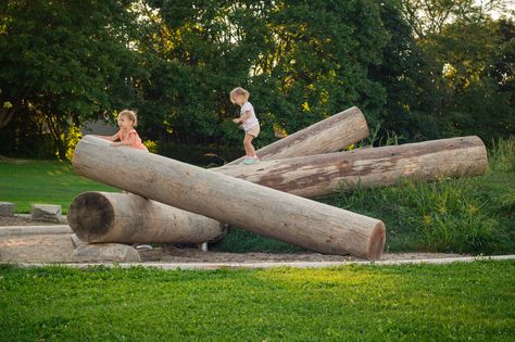 fallen-log-playground-natural-outdoor-playspace - Earthscape Play Natural Outdoor Playground, Wood Playground, Natural Play Spaces, Outdoor Play Spaces, Play Garden, Outdoor Play Areas, Natural Playground, Playground Design, Outdoor Classroom