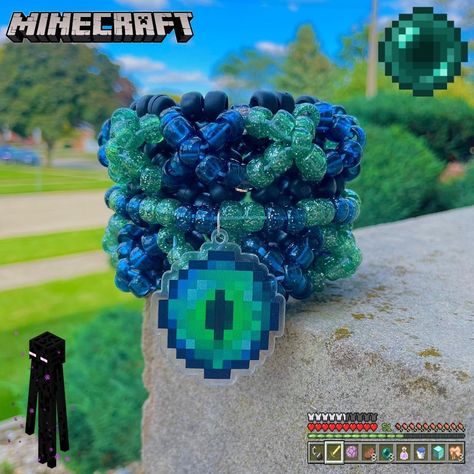 Minecraft Eye of Ender Rotating Kandi Cuff 

-... - Depop Eye Of Ender, Rotating Kandi Cuff, Kandi Tutorial, Kandi Charms, Kandi Cuff Patterns, Emo Accessories, Kandi Inspo, Diy Kandi Bracelets, Pony Bead Bracelets