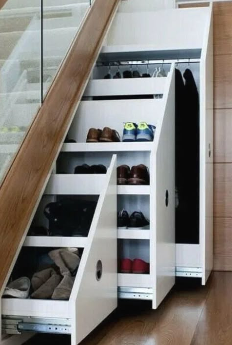 #crafts #renovation #stairsdesign Understairs Shoe Rack Ideas, Shoe Rack Under The Stairs, Understairs Storage Design, Understairs Storage Closet Ideas, Wardrobe Under Stairs, Under Stairs Storage Cupboard, Under Stairs Storage Drawers, Shoe Storage Under Stairs, Stairway Storage