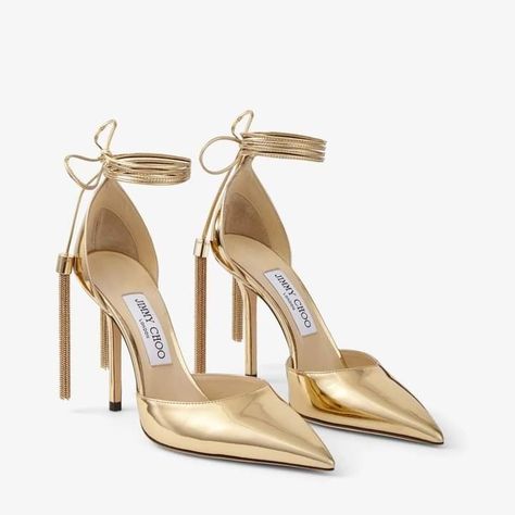 Pointed Pumps, Jimmy Choo Heels, Leather Heels Sandals, Shoes Luxury, Gold Heels, Moda Vintage, Footwear Design Women, Jimmy Choo Shoes, Dream Shoes