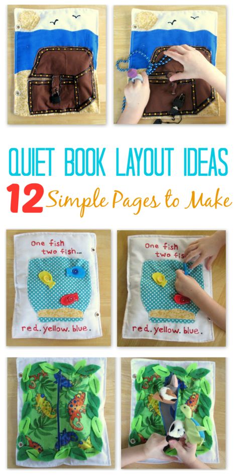 Book Layout Ideas, Quiet Book Ideas, Quiet Book Tutorial, Children's Book Layout, Book Layouts, Book Tutorial, Quiet Book Templates, Busy Boards, Diy Quiet Books