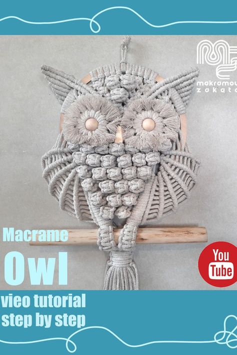 Feel free to tie a macrame owl together. Owl Pattern Tutorial, Macrame Owl Tutorial, Owl Video, Diy Macrame Projects, Macrame Wedding Decor, Owl Tutorial, Dream Catcher Patterns, Free Macrame Patterns, Macrame Owl