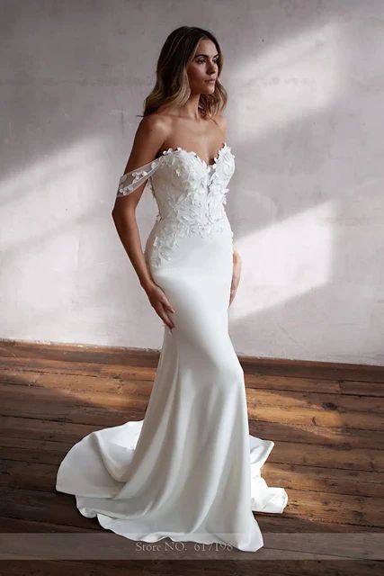 Wedding Dress Off The Shoulder Mermaid, Wedding Dresses Off The Shoulder Fitted, Off Shoulder Mermaid Wedding Gown, Sweetheart Satin Wedding Dress, Off The Shoulder Satin Wedding Dress, Off The Shoulder Form Fitting Wedding Dress, Satin Mermaid Wedding Dress Off The Shoulder, Off The Shoulder Mermaid Wedding Dress Satin, Off The Shoulder Tight Wedding Dress