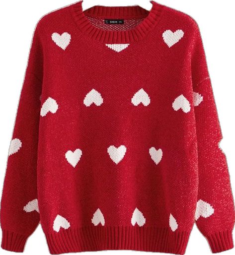 Heart Knit Sweater, Red Love Heart, Sweaters Women, Print Embroidery, Winter Print, Red Love, Urban Street Style, Japan Style, Plus Size Sweaters