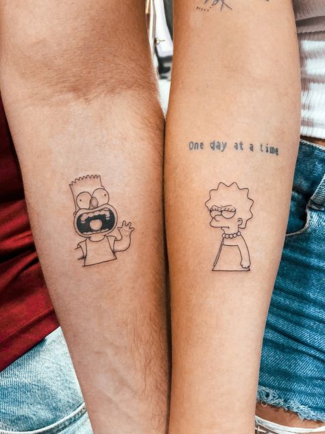 Dory Tattoo, Minion Tattoo, Matching Tattoos For Couples, Brother And Sister Tattoo Ideas, Cartoon Tattoo Ideas, Couple Tattoo Ideas, Little Prince Tattoo, Animated Shows, Brother Sister Tattoo