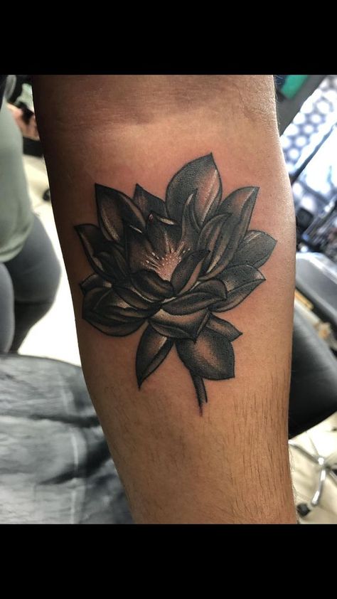 Lotus Flower Tattoo - Gist94 Lotus Flower Tattoo Dark Skin, Low Back Cover Up Tattoo, Black Lotus Flower Tattoo Cover Up, Lotus Flower Tattoo Black And White, Dark Shaded Flower Tattoo, Female Cover Up Tattoos Ideas, Cover Up Designs Tattoo, Dark Lotus Flower Tattoo, Dark Lotus Tattoo