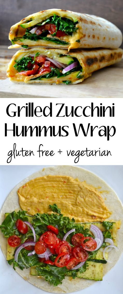 Zucchini Hummus, Sandwich Vegetarian, Hummus Wrap, Grilled Zucchini, Think Food, God Mat, Vegetarian Meals, Meatless Meals, Sandwiches Wraps