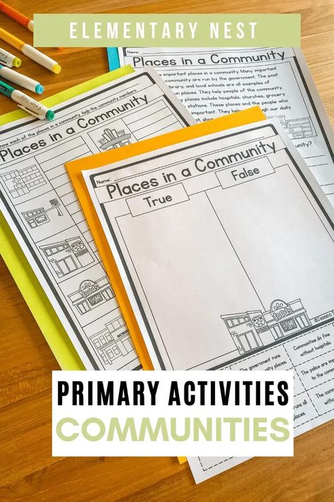 Learn 5 ways to create an engaging communities unit for your students. Teach them facts about their community and other communities! They will learn about types of communities, community helpers, services and buildings in their communities, and more! Community Lessons For 2nd Grade, What Is A Community Activities, Grade 1 Community Unit, 3rd Grade Community Social Studies, First Grade Community Unit, Community Lesson Plans, Social Studies Preschool Activities, Preschool Social Studies Activities, Community Activities For Kids