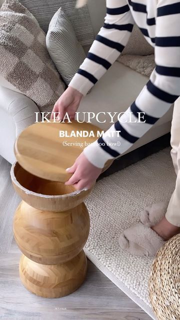 Diy Basket Coffee Table, Ikea End Table Hack, Ikea Hacks Side Table, Diy Sidetables, Side Table Ikea Hack, Diy Ikea Table, Ikea Side Table Hack, Ikea Hack Table, Ikea Hack Side Table