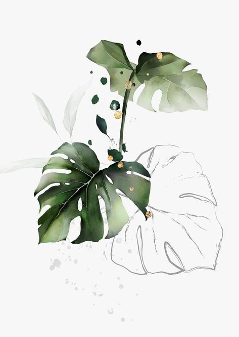 Plant Art Print, Illustration Botanique, 수채화 그림, Small Canvas Art, Watercolor Art Lessons, Watercolor Leaves, Plant Art, Green Art, Bathroom Art