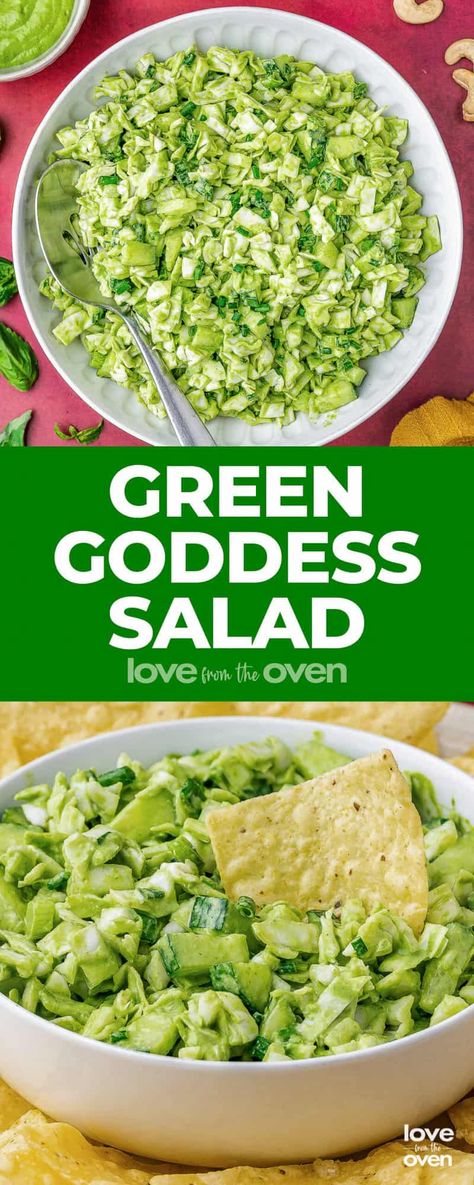 Cpk Salad Recipes, Viral Green Goddess Salad 12 Tomatoes, Trader Joes Green Goddess Seasoning Ideas, Viral Green Goddess Salad, Green Chopped Salad, Chopped Green Salad, Tik Tok Green Goddess Salad, Green Goddess Seasoning Recipes, Green Potluck Food