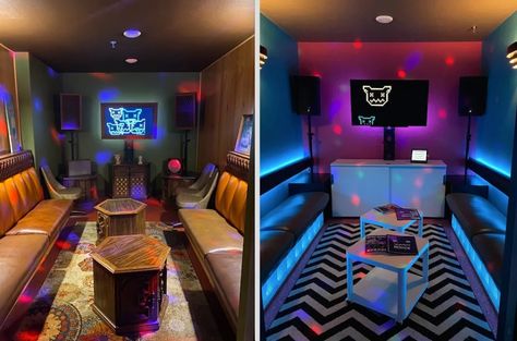 Karaoke Ideas, Karaoke Lounge, Karaoke Bar, Karaoke Room, Pinterest Room, Karaoke Party, Party Setup, Rgb Led Strip Lights, Remote Control Light