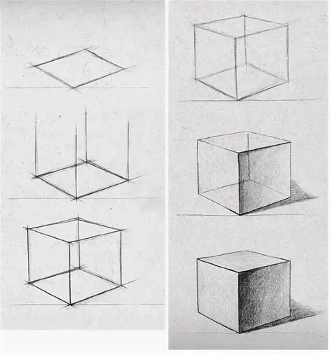 Geometric Shading Drawing, Simple Shapes To Draw, Basic Drawing Practice, How To Draw Basic Shapes, Basic Shapes Drawing Art Lessons, How To Draw Shapes, How To Draw 3d Shapes, 3d Shapes Drawing, Basic Drawing For Beginners