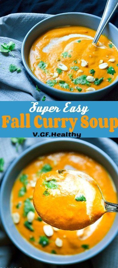 Fall Curry, Vegetable Curry Soup, Curry Soup Recipes, Food Bites, Healty Dinner, Vegetarian Foods, Soup Vegan, Healthy Recipes Easy Snacks, Curry Soup