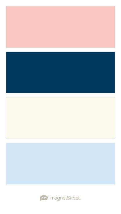 Light Salmon, Navy, Ivory, and Icy Blue Wedding Color Palette - custom color palette created at MagnetStreet.com Bathroom Colors Schemes, Chartreuse Wedding, Coral Bathroom Decor, Peach Color Schemes, Peach Wedding Colors, Yellow Wedding Colors, Navy Wedding Colors, Peach Bathroom, Teal Wedding Colors