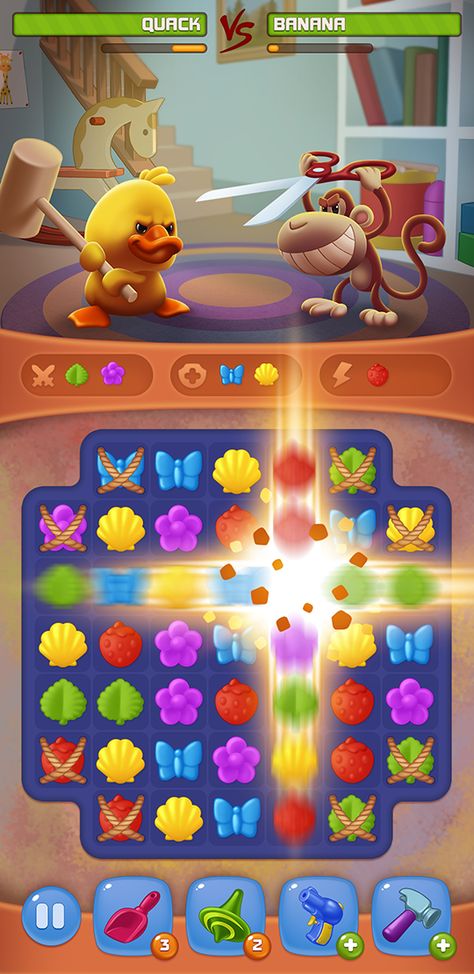 Match 3 Game Ui, Tile Matching, Puzzle Game Ui, Forest Games, Game Banner, Game Screenshots, Tiles Game, Match 3 Games, Game Effect