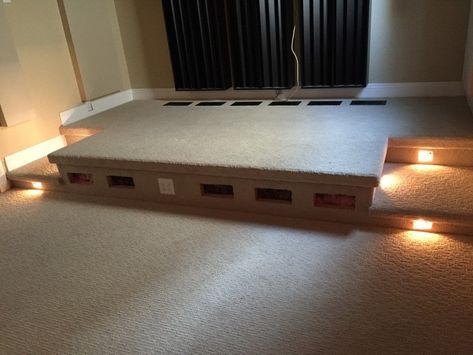 Adding a Home Theater Riser to an Enthusiast's Room | Acoustic Frontiers - Acoustic Frontiers LLC Home Theater Riser, Tiny Home Cost, Cinema Rooms, Theatre Room Ideas, Home Theater Room, Floor Speakers, Movie Theater Rooms, Home Theater Room Design, Church Marketing