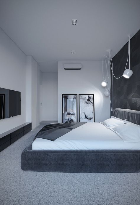 While bedrooms are the perfect place to experiment with color palettes and decor choices that might seem too bold for the social areas of a home, these bedrooms Best Bedroom Designs, Dark Bedroom, Mens Bedroom, Modern Bedroom Design, Home Room Design, Minimalist Bedroom, Luxurious Bedrooms, 인테리어 디자인, Small Bedroom