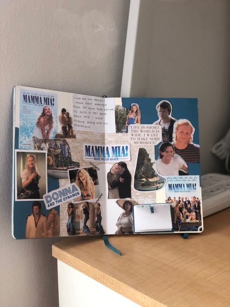 I would like to give credit to the respectful owners of the images I used. The photos I used were all retrieved from Pinterest. Mamma Mia Scrapbook, Mamma Mia Gifts, Mamma Mia Diary, Mamma Mia Gift Ideas, Mamma Mia Journal, Board Journal Ideas, Mood Board Journal, Movie Review Journal, Bestie Journal