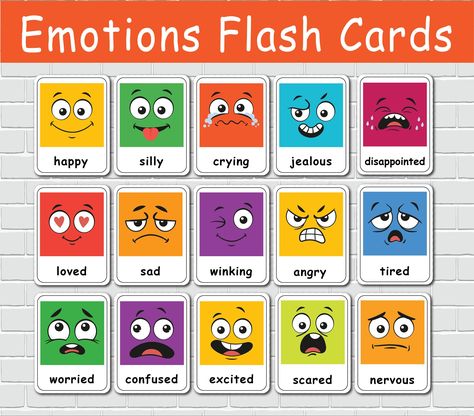 Language Classroom Decor, Emotions Preschool, Flashcards For Toddlers, Activity Preschool, Easy Art For Kids, Free Printable Flash Cards, Preschool Activities Toddler, Flashcards For Kids, Activity Pages