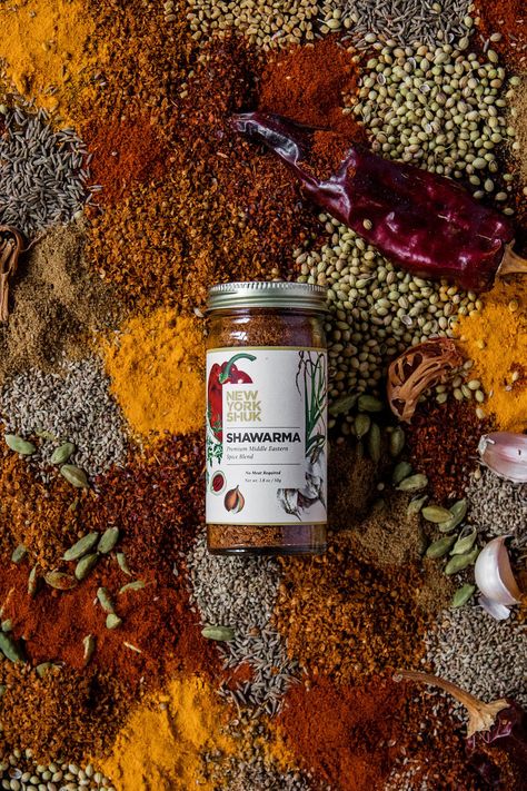 Finest Ground Middle Eastern Spice Blends | New York Shuk — Middle Eastern Pantry & Recipes | New York Shuk Shawarma Spice, Lamb And Rice, Spices Photography, Vegetable Kebabs, Shawarma Spices, Pantry Recipes, Middle East Food, Spices Packaging, Vegetable Seasoning