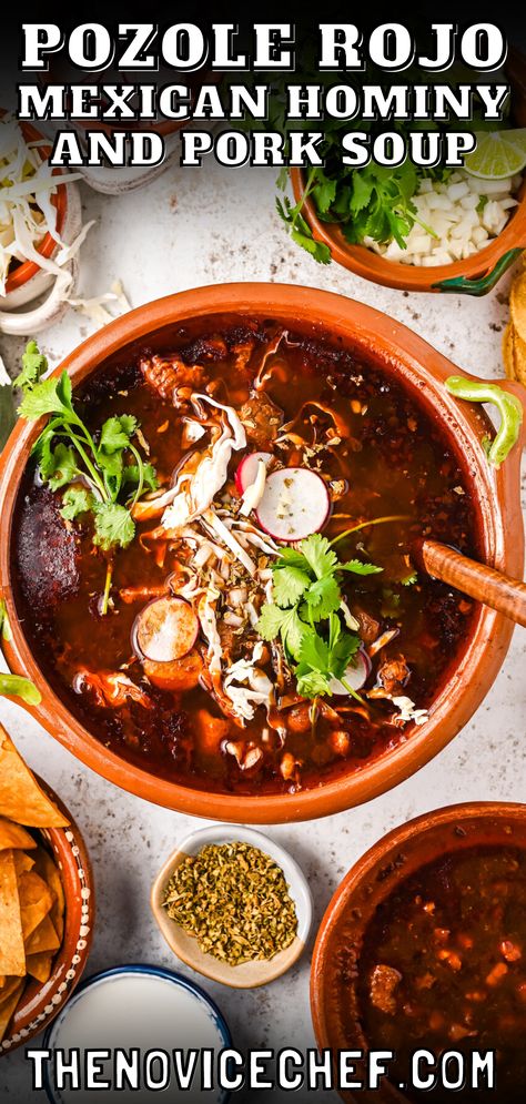 Mexican Pozole Recipe, Pozole Soup Recipe, Pasole Recipe Easy, Authentic Pozole, Mexican Pozole, Pozole Soup, Pozole Toppings, Mexican Food Recipes Authentic Pork, Authentic Pozole Recipe