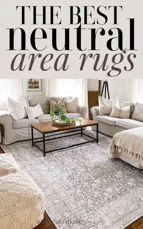 The Best Neutral Area Rugs Muted Area Rug Living Room, Light Grey Couch Area Rug, Area Rug On Grey Wood Floor, Rug For Dark Couch, Neutral Foyer Rugs, Living Room Rugs 9x12, Beautiful Living Rooms Cozy Area Rugs, 10x12 Living Room Rug, Neutral Living Room Rug Washable