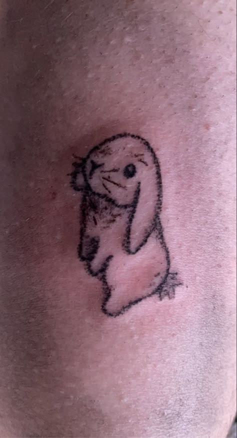 Skelanimal Tattoo, Goth Stick N Poke, Bad Stick And Poke Tattoos, Rat Stick And Poke, Bunny Stick And Poke, Easy Stick N Poke Ideas, Cat Stick And Poke, Goth Stick And Poke Tattoo, Sleepy Tattoo