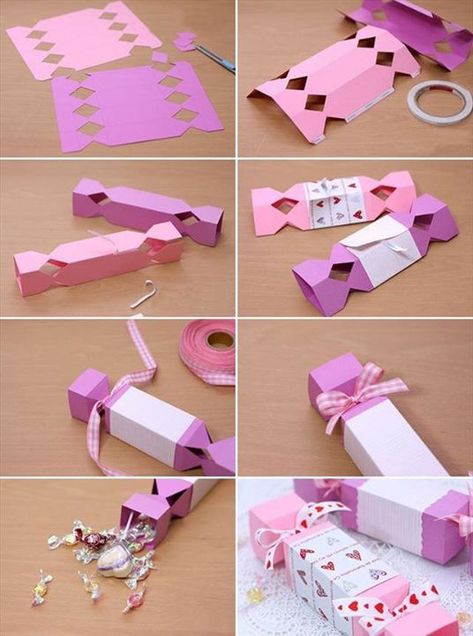 Toffee Wrapper - DIY Gift Wrapping Ideas Homemade Valentines Gift, Valentines Bricolage, Tutorial Origami, Paper Candy, Origami Box, Homemade Valentines, Diy Gift Wrapping, Diy Gift Box, Diy Valentines Gifts