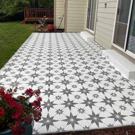 Royal Design Studio Stencils on Instagram: ““I was looking into doing some home improvement projects and save money at the same time and the You’re A Star Tile Stencil from Royal…” Painted Cement Floors, Paisley Stencil, Nautical Stencils, Wall Stencils Diy, Tile Stencils, Painting Cement, Royal Design Studio Stencil, Haint Blue, Stencil Wall Art