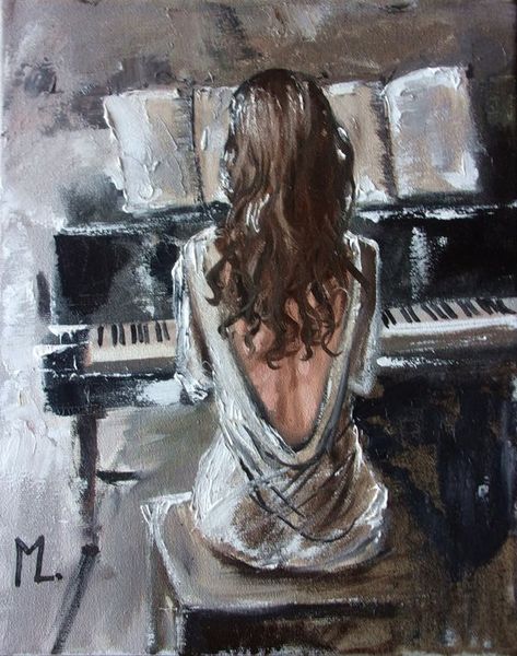 Piano Aesthetic Painting, Music Oil Painting, Gcse Tips, Female Oil Painting, Artist Vibes, Monika Luniak, Piano Art, Rennaissance Art, Romantic Art