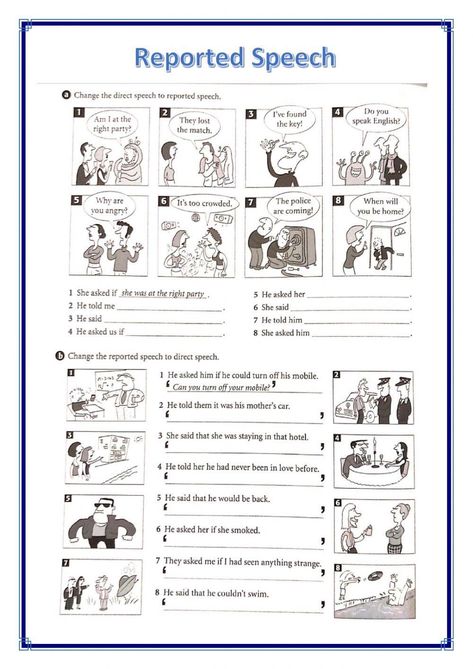 Reported Speech Worksheets, Direct Speech, Reported Speech, You Are Home, English Teaching, Busy Teacher, Second Language, Speaking English, School Subjects