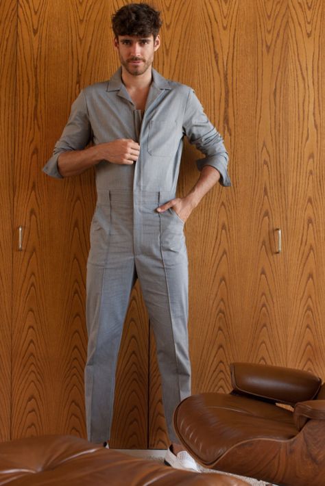 mrturk: Zip it up or down. The Mr Turk Jumpsuit Mens Jumpsuit Outfit, Male Jumpsuit, Men Jumpsuits, Mens Jumpsuit, Mens Coveralls, Romper Men, Men Jumpsuit, Male Male, Le Male