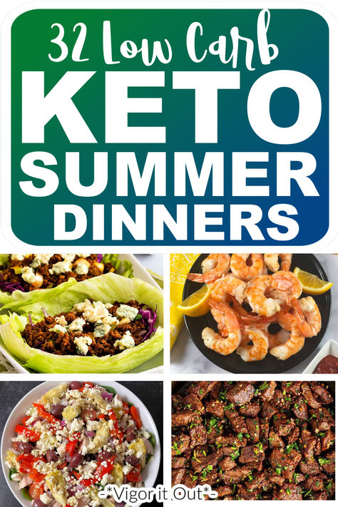 Keto summer dinner recipe ideas to stay on a low carb diet this summer. Enjoy these Keto summer dinners all season long. Lots of low carb BBQ meals and some other easy summer dinners. Yummy ideas for your low carb Ketogenic diet plan to enjoy all summer long. Low Carb Sunday Dinner, Light Low Carb Dinner, Easy Dinner Ideas Keto, Lunch Ideas Keto, Keto Summer Meals, Low Carb Dinner Meals, Easy Summer Keto Dinners, Keto Summer Dinners, Healthy No Carb Dinner Recipes