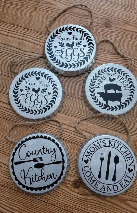 Bottle Cap Signs Diy, Dollar Tree Galvanized Bottle Cap Crafts, Dollar Tree Metal Bottle Cap Crafts, Metal Bottle Cap Crafts, Dollar Tree Metal Signs Diy, Dollar Tree Bottle Cap Crafts, Galvanized Sign, Farm Core, Dt Crafts