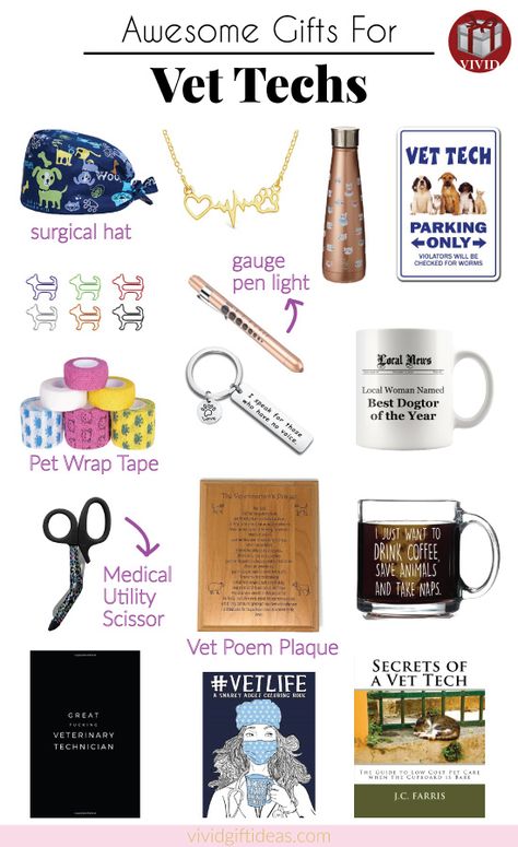 Gifts for veterinary technicians. Gifts for veterinary staff. (Vet Tech Appreciation Week ideas) Vet Tech Accessories, Veterinarian Gifts Ideas, Vet Tech Week Gift Ideas, Vet Tech Gift Ideas, Vet Tech Graduation, Medicine Knowledge, Vet Gifts, Veterinary Technician Week, Veterinary Technician Gifts